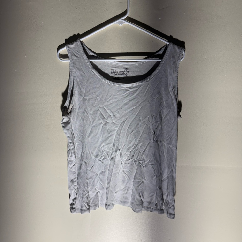 Hanes Gray Tank Top Size Large Sleeveless Casual Basic